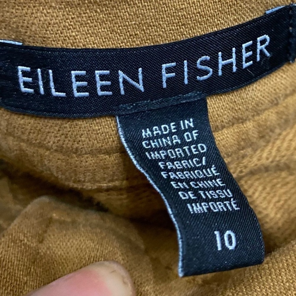 Eileen Fisher Womens Ochre Brown Stretch Cotton Utility Straight Leg Pants 10 - Picture 4 of 5